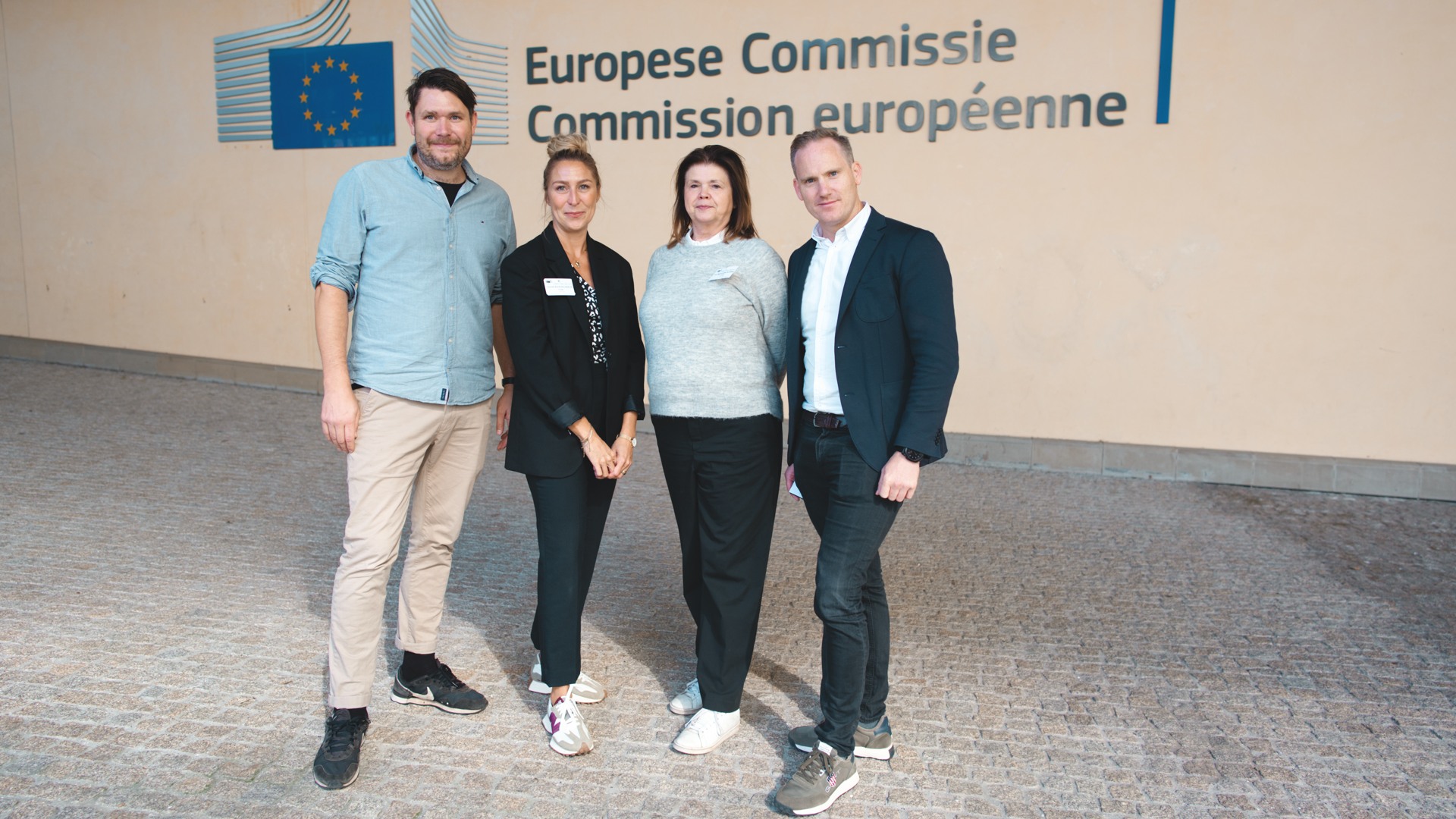 Jesper Uvesten, Charlotte Warling, Ewa Hjerpe och Christian Johansson i EU-kommissionens lokaler.