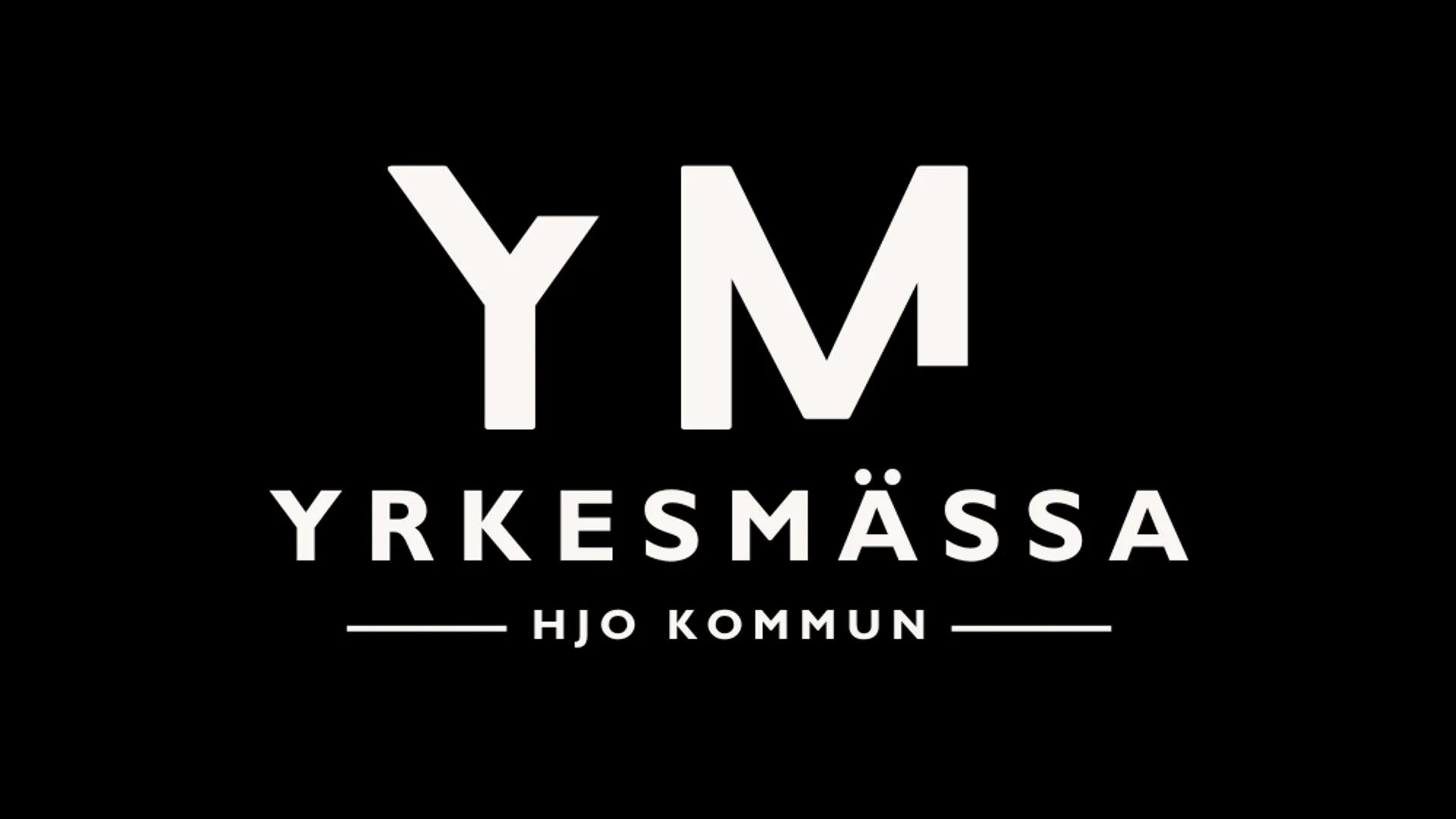 Logotyp för yrkesmässan, vit text mot svart bakgrund.