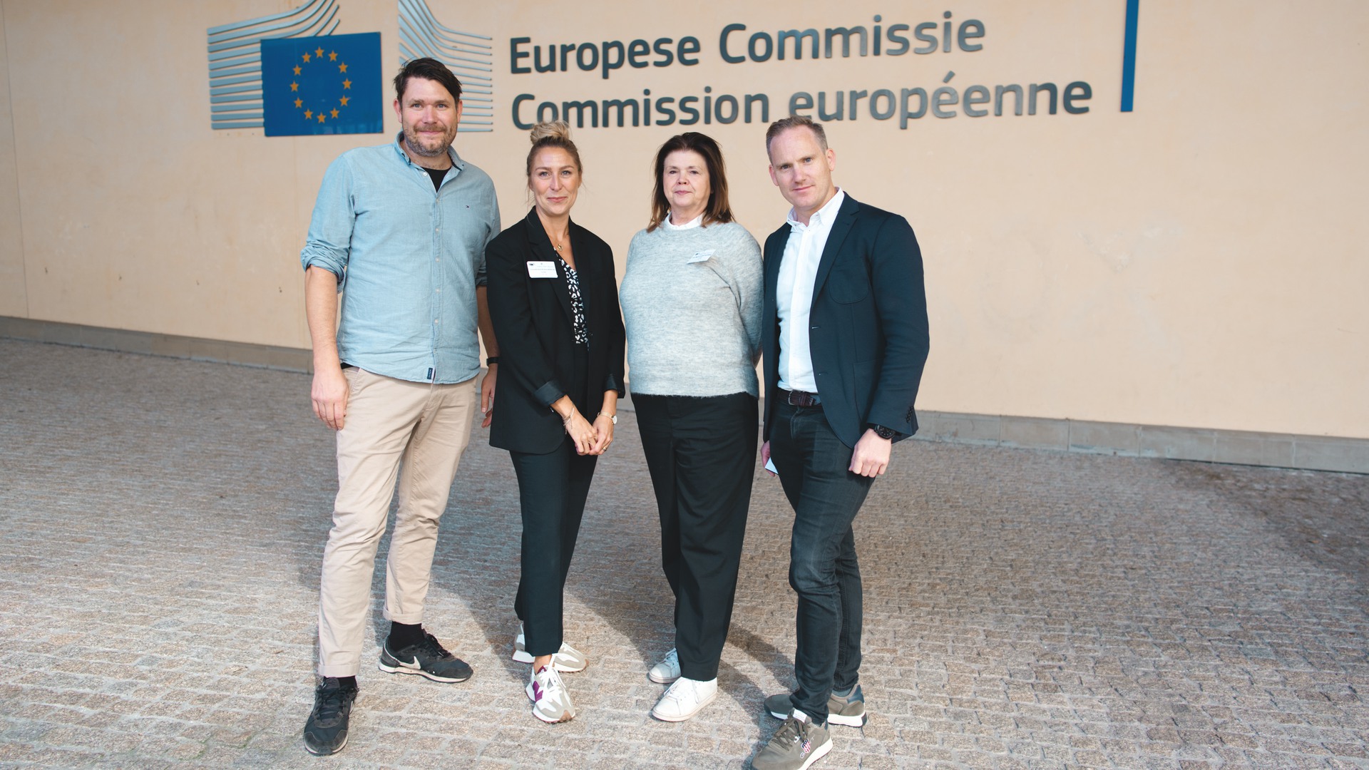 Jesper Uvesten, Charlotte Warling, Ewa Hjerpe och Christian Johansson i EU-kommissionens lokaler.