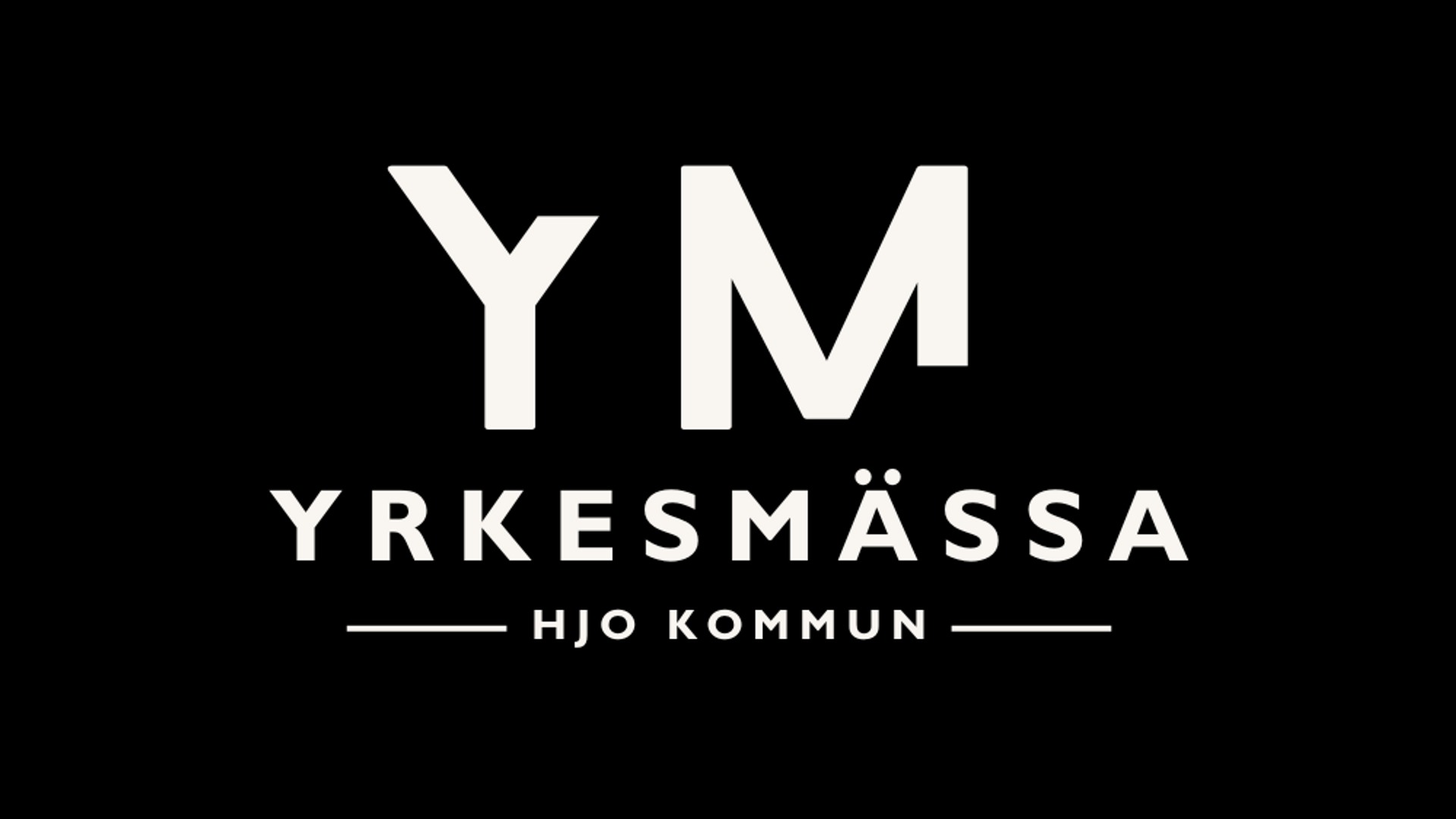 Logotyp för yrkesmässan, vit text mot svart bakgrund.