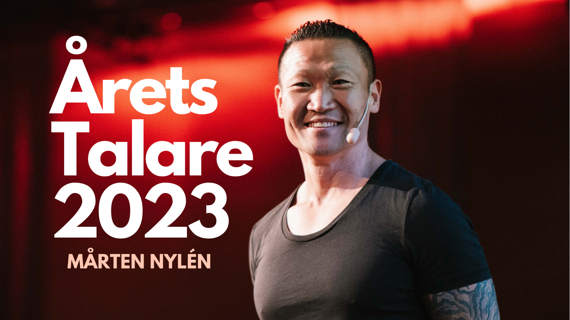 Mårten Nylén och texten "Årets talare 2023".