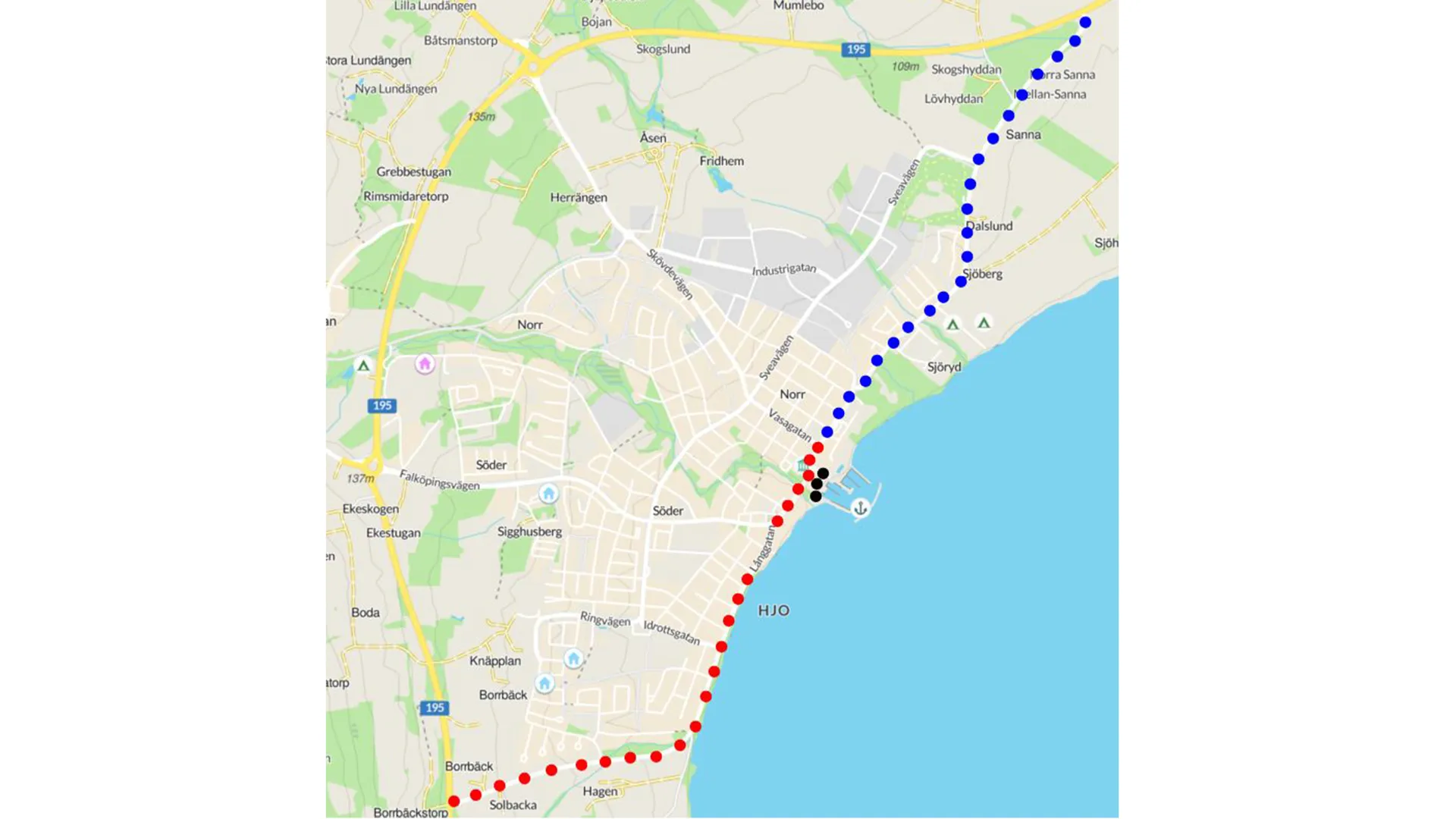 Karta som visar vilka vägar som är avstängda under Vätternrundan. Samma information framgår av texten.