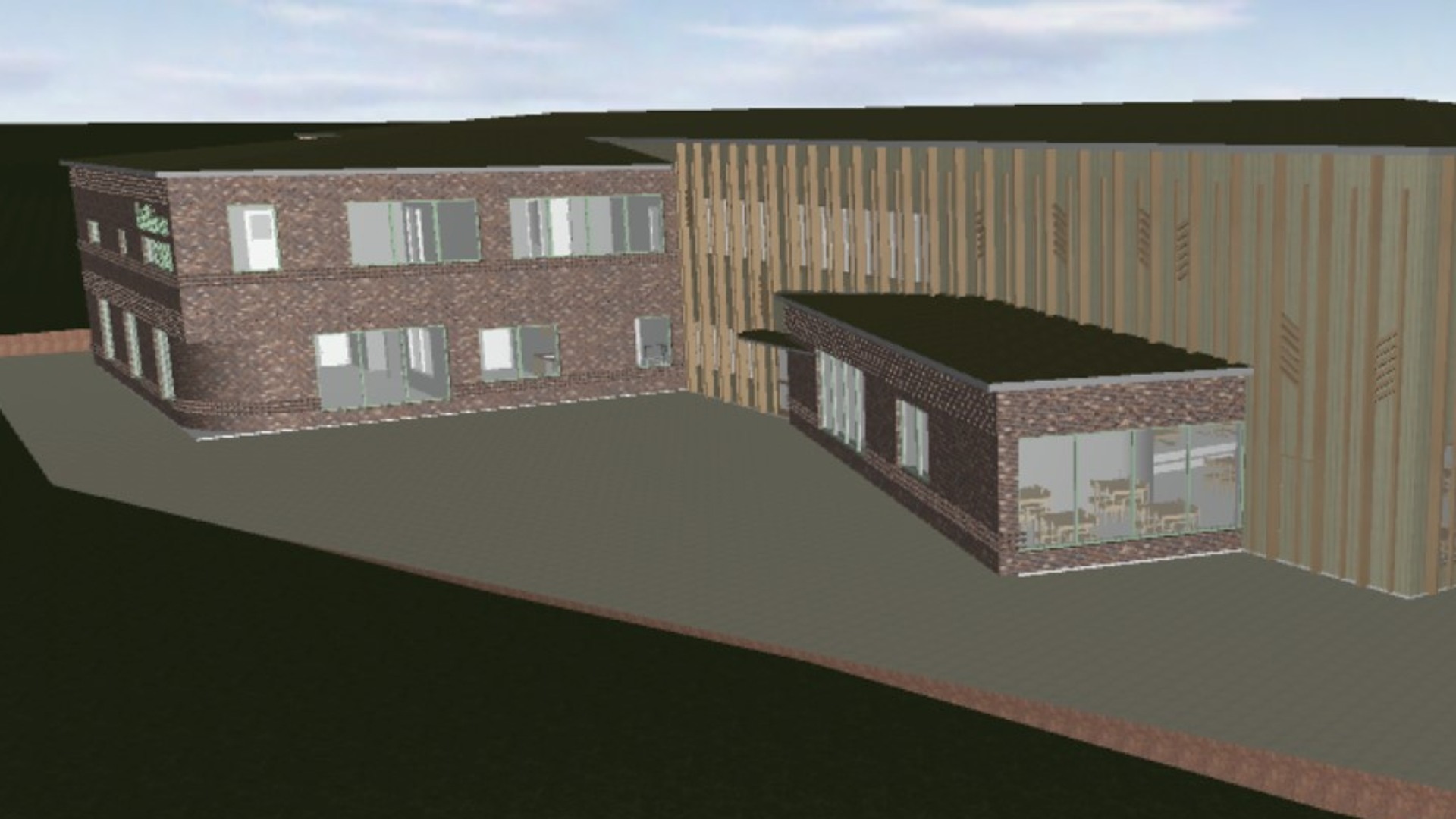 3D-modell över hur Estrid Ericsonskolan  kommer se ut.
