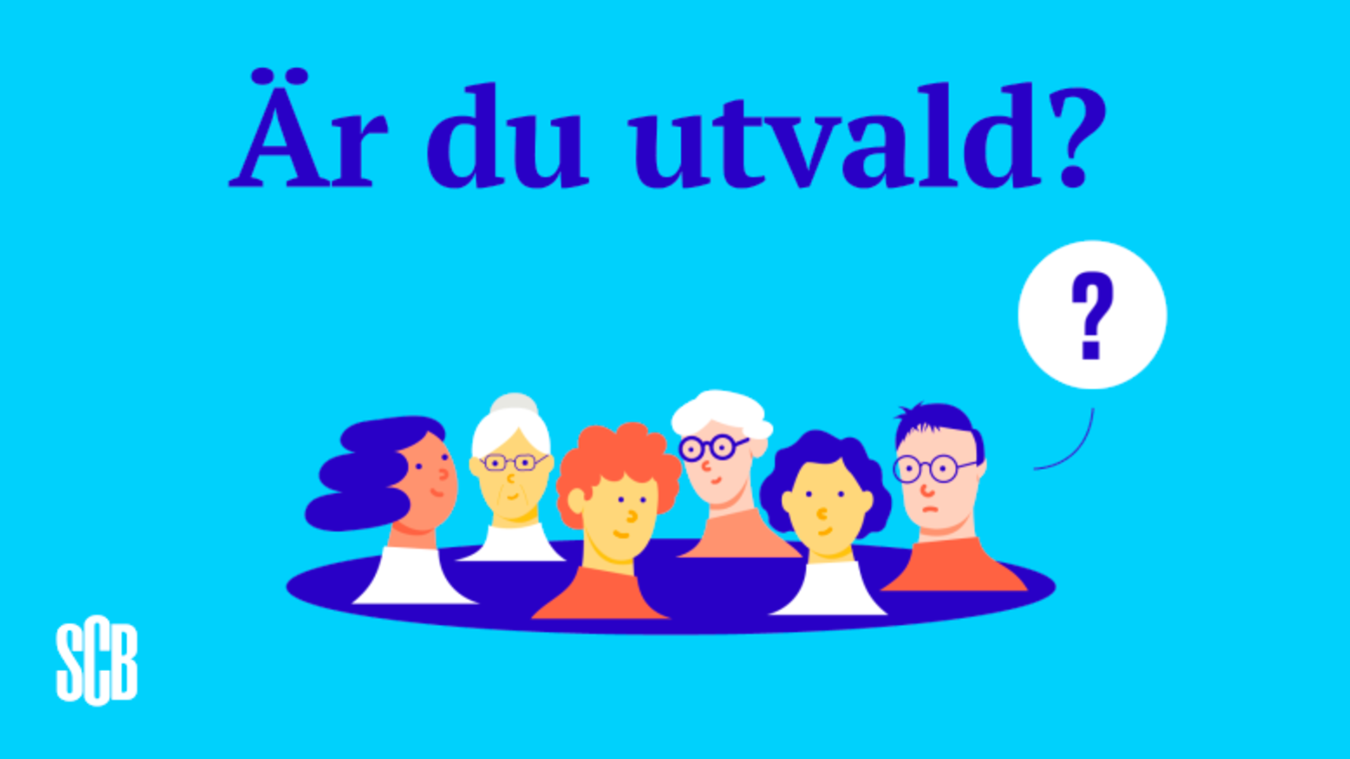 Texten "Är du utvald?" och illustrerade människor i grupp.